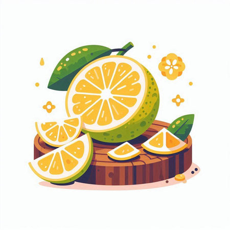 Citrus fruit, lime, lemon, orange, slice, vector illustrationのイラスト素材