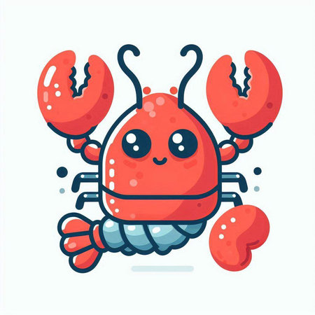 Cute cartoon crab character. Vector illustration isolated on white background.のイラスト素材