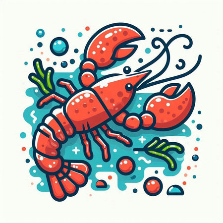 Lobster icon. Hand drawn illustration of lobster icon for web designのイラスト素材