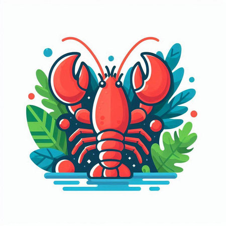 Lobster icon in flat style. Seafood symbol. Vector illustration.のイラスト素材