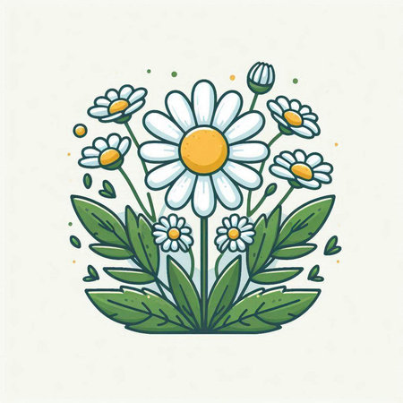 chamomile flower vector illustration. Hand drawn chamomile.のイラスト素材