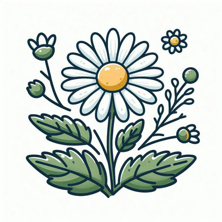 Daisy flower isolated on white background. Vector hand drawn illustration.のイラスト素材
