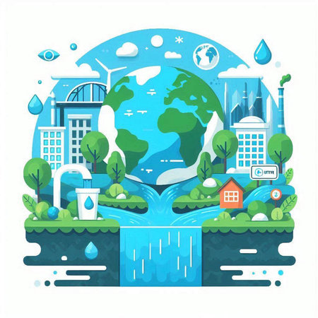 Ecology concept. Flat design vector illustration. World Environment Day.のイラスト素材