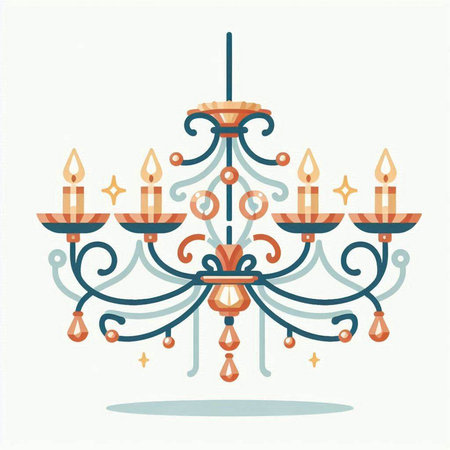 Chandelier with candles. Vector illustration of a chandelier.のイラスト素材