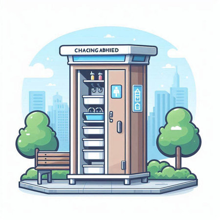 Public vending machine on the city street. Vector illustration in cartoon style.のイラスト素材