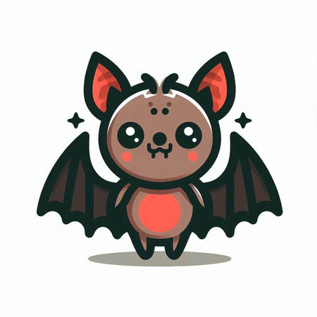 Cute cartoon bat. Vector illustration isolated on a white background.のイラスト素材