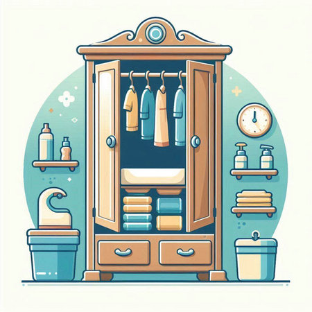 Furniture in the bathroom. Vector illustration in flat style.のイラスト素材