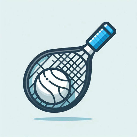 Tennis racket and ball icon. Vector illustration of sport equipment.のイラスト素材