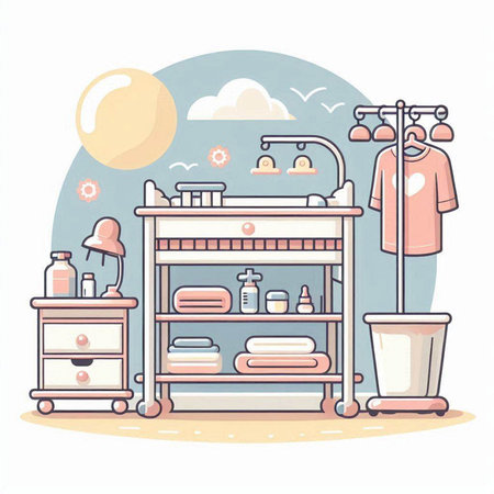 Bathroom interior. Bathroom furniture and accessories. Vector illustrationのイラスト素材