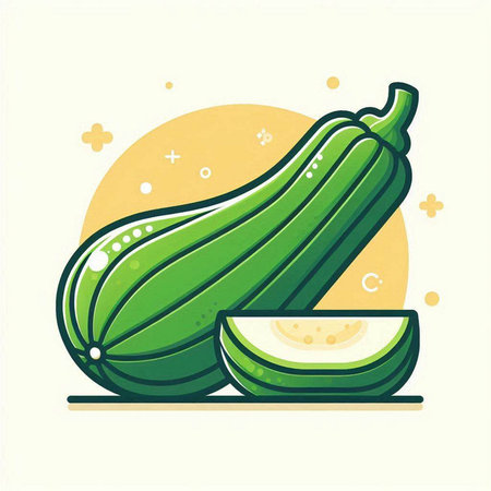 Zucchini vegetable. Vector illustration in flat style. Vegetarian food.のイラスト素材