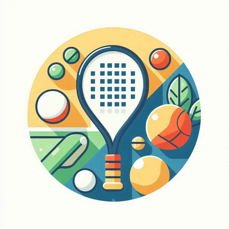 Tennis flat icon. Sport equipment. Vector illustration for web design or print.のイラスト素材
