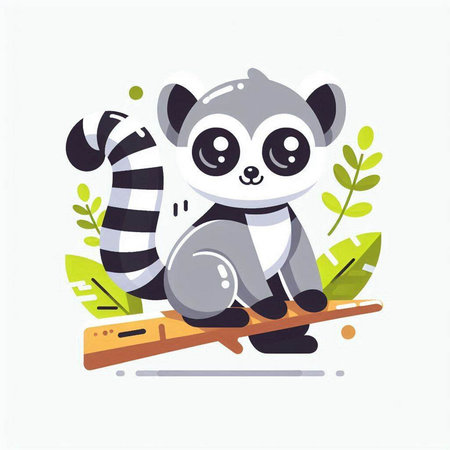 Cute little lemur. Vector illustration of a cute animal.のイラスト素材