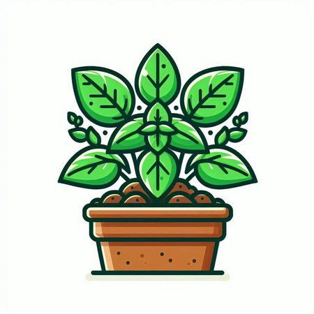 Plant in a pot. Vector illustration. Isolated on white background.のイラスト素材