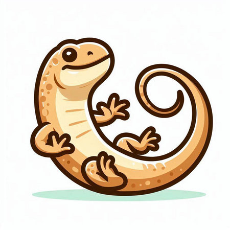 Cute cartoon lizard isolated on a white background. Vector illustration.のイラスト素材