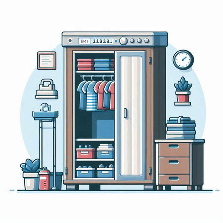 Closet with wardrobe. Vector illustration in flat cartoon style.のイラスト素材