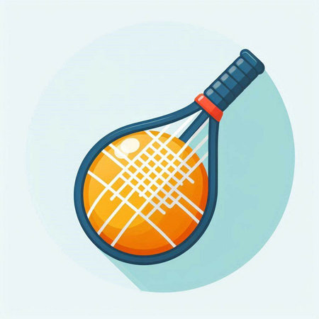 Tennis racket icon. Flat vector illustration of tennis racket icon.のイラスト素材