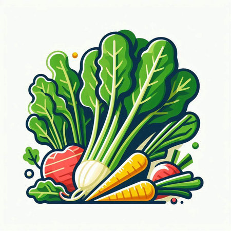 Illustration of fresh vegetables on a white background. Vector illustration.のイラスト素材