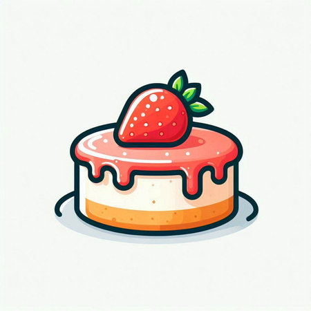 Strawberry cake. Vector illustration. Cute cartoon style.のイラスト素材