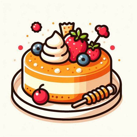 Cake with berries isolated on a white background. Vector illustration.のイラスト素材