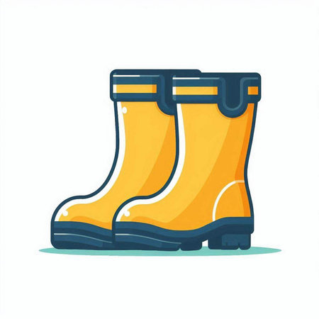 Rubber boots isolated on a white background. Vector illustration in cartoon style.のイラスト素材