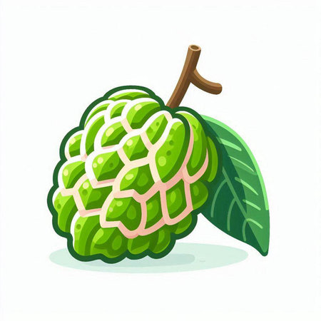 Custard apple isolated on white background. Detailed vector illustration.のイラスト素材