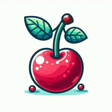 Cherry fruit icon, vector illustration, isolated on white background.のイラスト素材