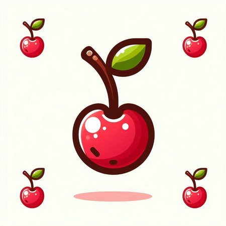 Cherry fruit icon. Vector cartoon illustration. Isolated on white background.のイラスト素材