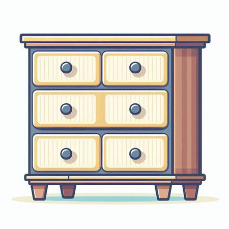 Wooden chest of drawers with drawers. Vector illustration.のイラスト素材