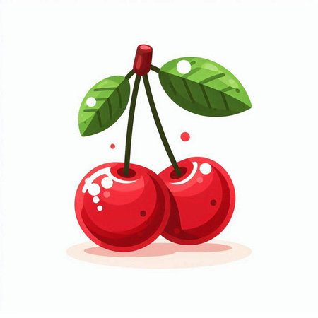 Cherry vector illustration isolated on white background. Vector illustration of cherry.のイラスト素材