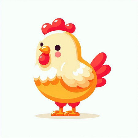 Cute cartoon chicken. Isolated on white background. Vector illustration.のイラスト素材