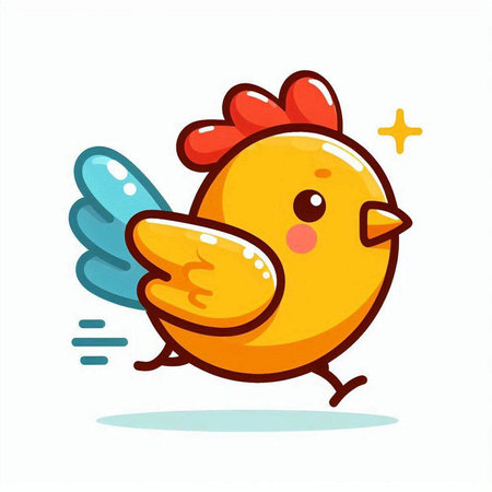 Cute chicken character. Vector illustration isolated on a white background.のイラスト素材