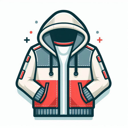 Winter jacket icon in cartoon style isolated on white background. Vector illustration.のイラスト素材