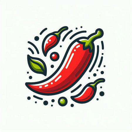 Chilli pepper icon. Vector illustration of red hot chili pepper.のイラスト素材
