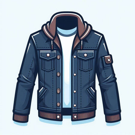 Denim jacket on the white background. Vector illustration in retro style.のイラスト素材