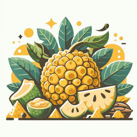 Vector illustration of tropical fruits. Exotic food. Exotic fruit.のイラスト素材