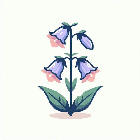 Campanula bellflowers vector illustration. Hand drawn wild flowers isolated on white background.のイラスト素材