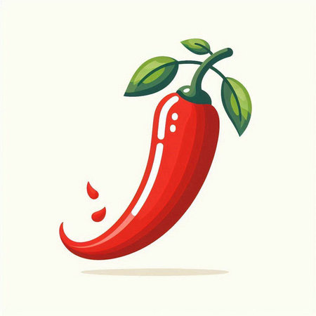 Chilli pepper isolated on white background. Vector illustration in flat style.のイラスト素材