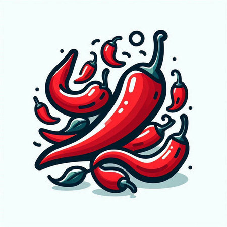 Hot chili peppers. Hand drawn vector illustration isolated on white background.のイラスト素材