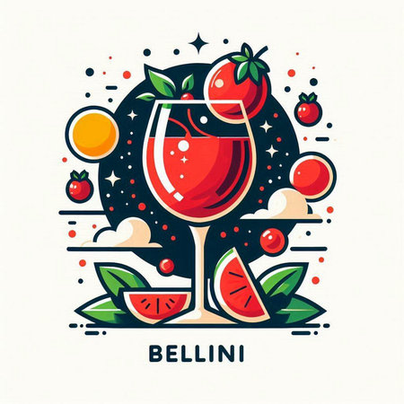 Alcoholic cocktail drink with fruits and berries. Vector illustration.のイラスト素材