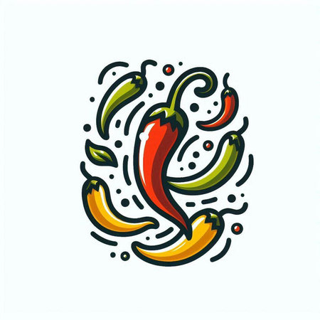 Chilli pepper icon. Hand drawn vector illustration in doodle style.のイラスト素材