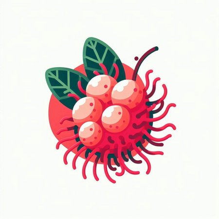 Rambutan fruit vector illustration isolated on white background. Rambutan icon.のイラスト素材