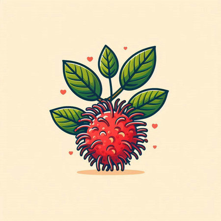Rambutan fruit vector illustration. Exotic tropical fruit icon.のイラスト素材