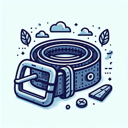 Vector illustration of a belt with a buckle in doodle styleのイラスト素材