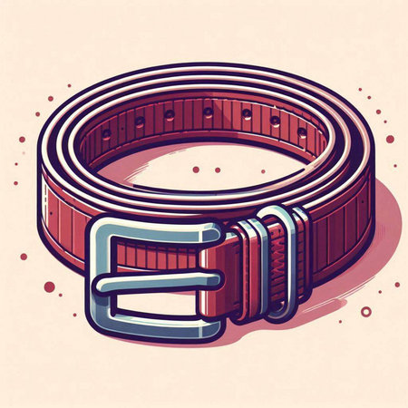 Illustration of a brown belt with a buckle on a light backgroundのイラスト素材