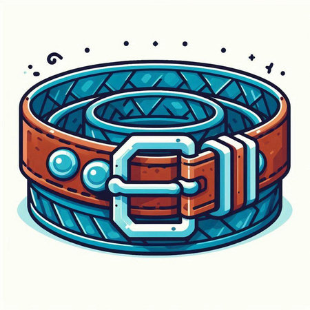 Fashionable belt with buckle. Vector illustration in cartoon style.のイラスト素材