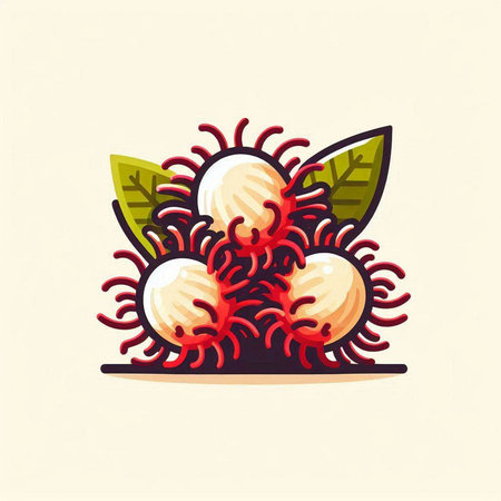 Rambutan fruit icon. Rambutan vector icon illustration.のイラスト素材
