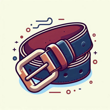 Vector illustration of a belt with a buckle on a white background.のイラスト素材