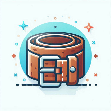 Vector illustration of belt with buckle. Flat line art style design for web, site, advertising, banner, poster, board and print.のイラスト素材