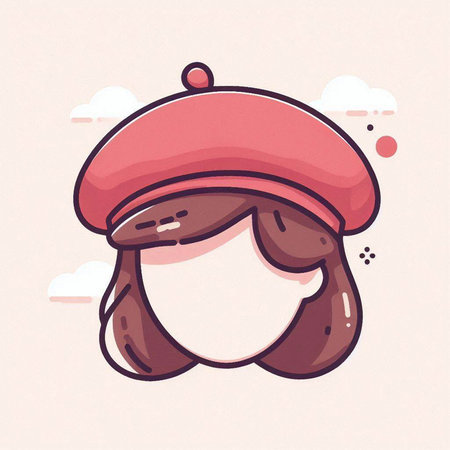 Cute cartoon girl in beret. Vector illustration of a girl in a beret.のイラスト素材