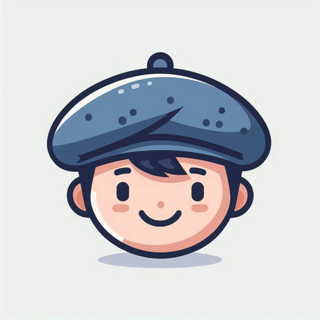 Cute boy in beret. Vector illustration in cartoon style.のイラスト素材